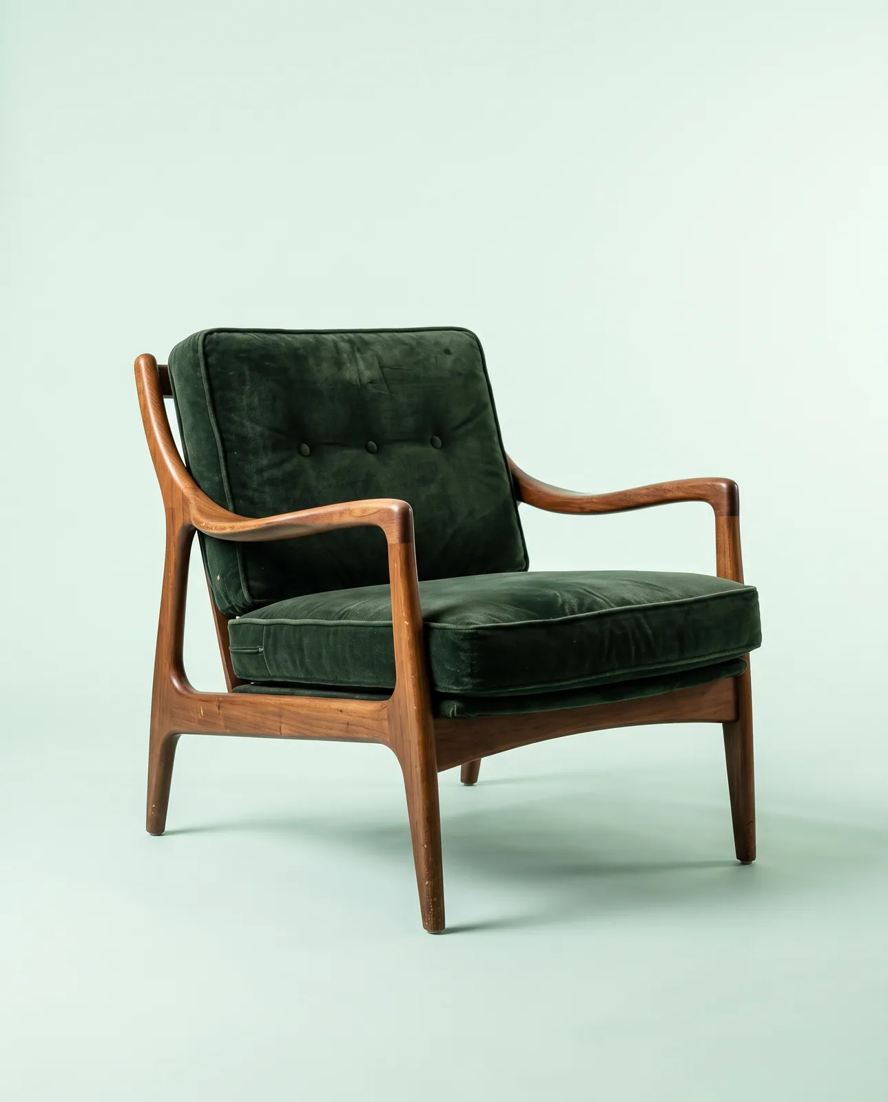 Poltrona mid-century velluto verde