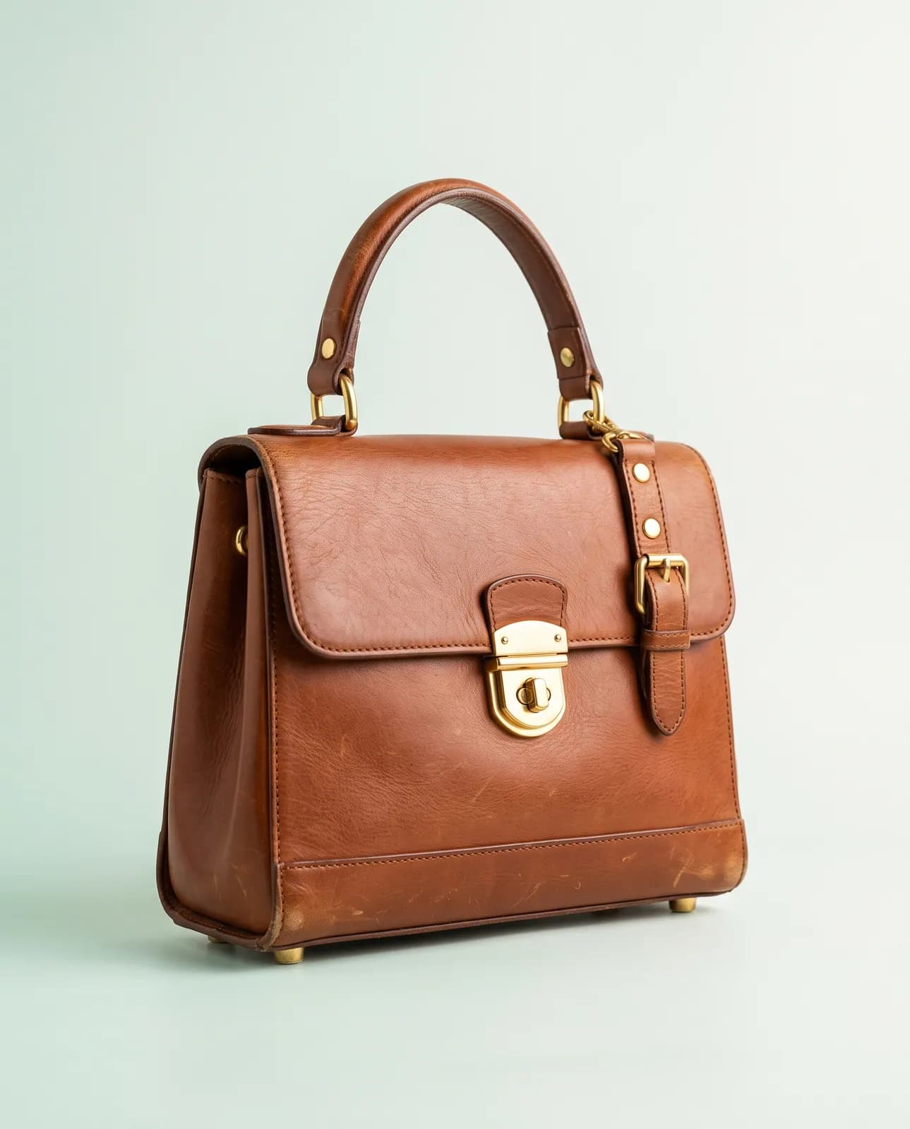 Borsa a mano in pelle cognac