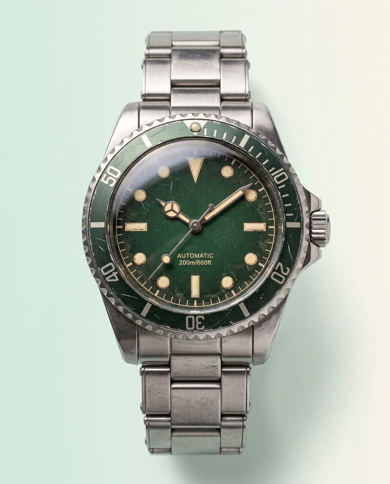 Diver automatico vintage, quadrante verde
